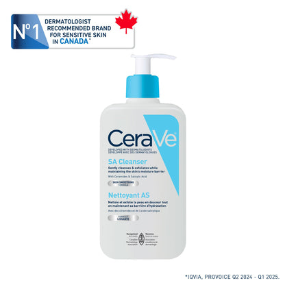 CeraVe Salicylic Acid Face Wash, Exfoliating Face & Body Gel Cleanser, Smooths Rough & Bumpy Skin, with Hyaluronic Acid, Niacinamide & Vitamin D, Fragrance-Free, Recommended by Dermatologists, 237mL