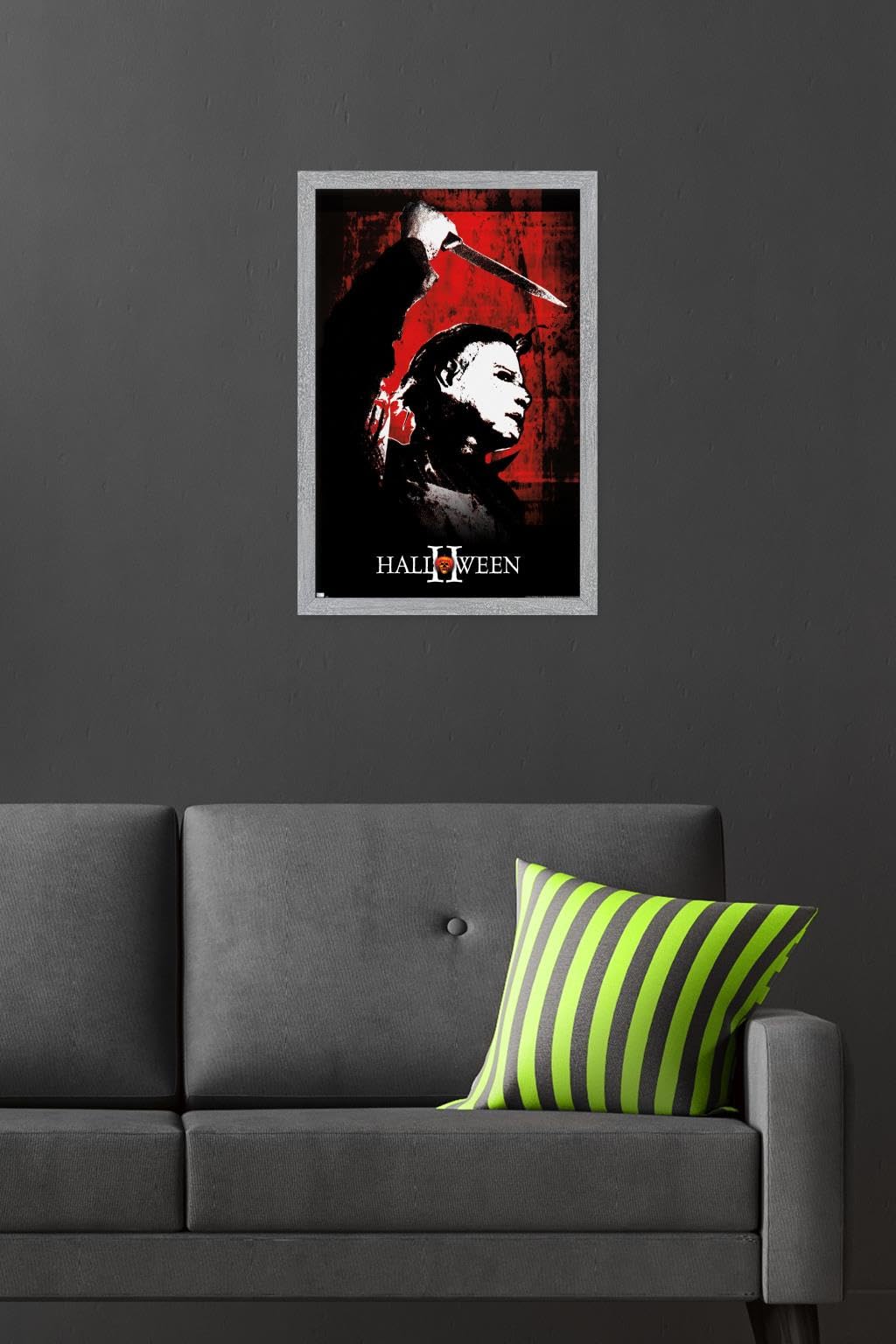 Halloween II - Affiche murale rouge, 22,4 po L x 14,7 po l, version encadrée grise