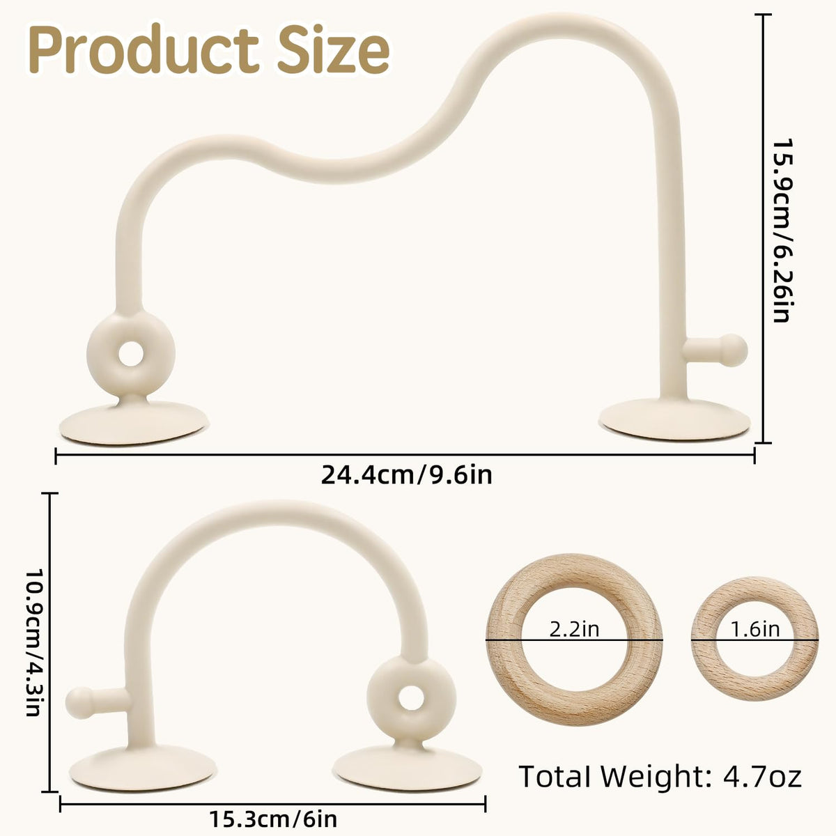 Baby Sensory Suction Toy for High Chair, Food-Grade Silicone Pull String with Wooden Loop, Montessori Educational Toy for Babies 6-24 Months, Fun Bath & Table Activity Gift for Easter Christmas, Beige 🍁 All In One Marketplace Canada