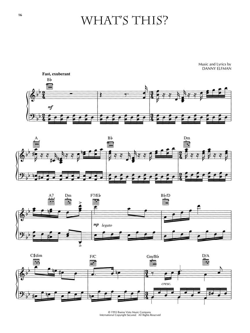 L'Étrange Noël de monsieur Jack de Tim Burton | Recueil de partitions | Arrangements piano, chant et guitare pour les fans de la bande originale | 11 chansons emblématiques d'Halloween et de Noël | Musique de film pour piano et voix