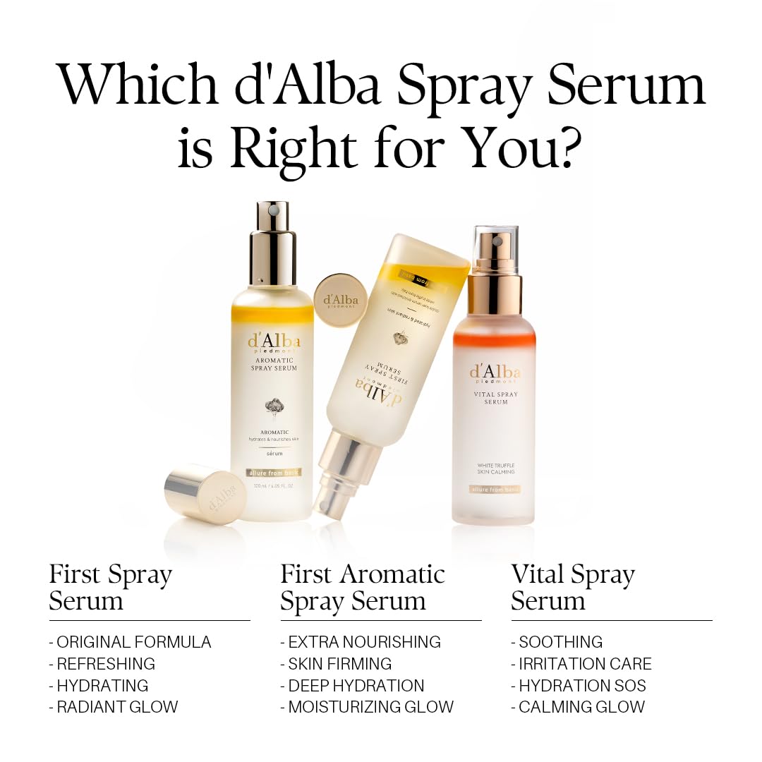 d'alba Piedmont Italian White Truffle First Spray Serum, Vegan Skin Care, Hydrating Face Moisturizer, Glow Serum for Radiant Skin, Non Comedogenic, All In One Mist, Korean skincare, 50ml