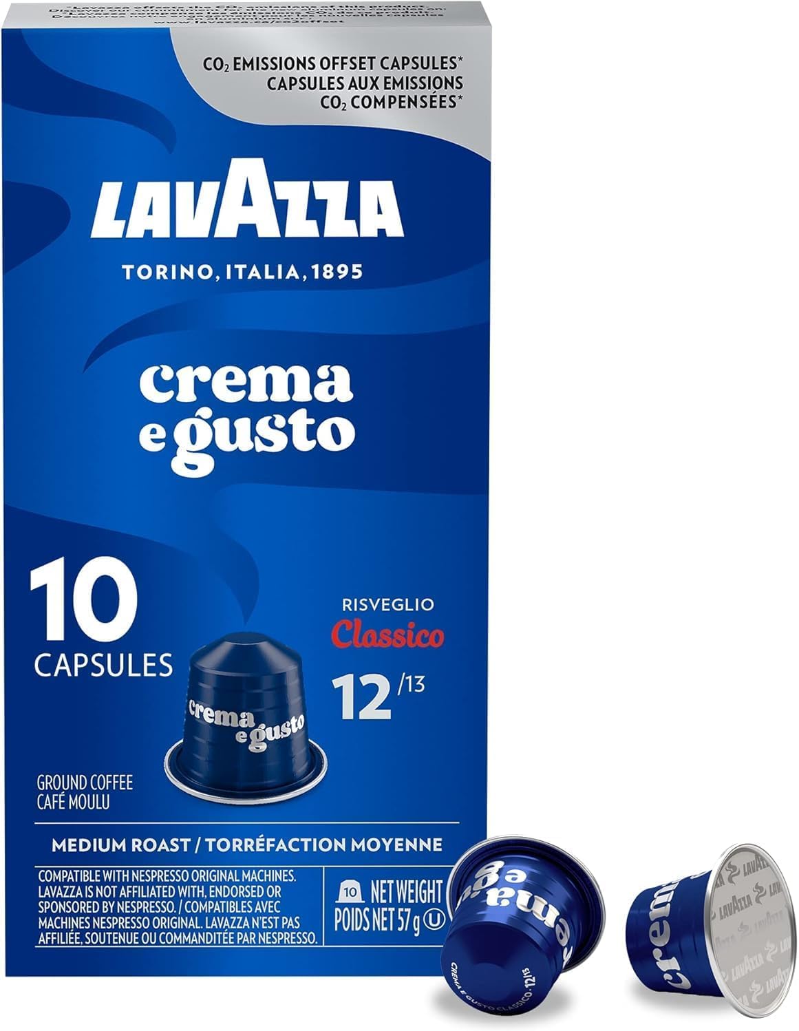 Lavazza Crema E Gusto Medium Roast Coffee Pods for Nespresso Original Machines – 100 Count
