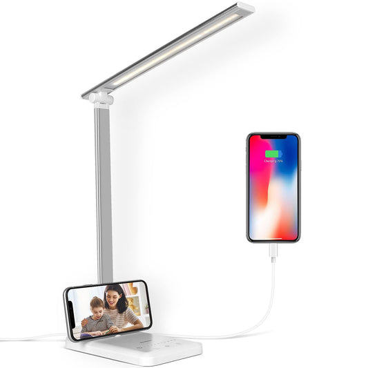 Semlos Desk Lamp, Dimmable LED Table Lamp with 25 Lighting Modes, Eye-Caring Touch Control Desk Light, 45 Min Auto Timer & Memory, White - Available at All In One Marketplace Canada
