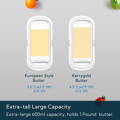 Large One-Handed Butter Dish with Lid for 1 lb Canadian Butter, Airtight Butter Keeper with Lid Fit a Full Pound Block of Butter,Locking Butter Container for Countertop,Cat/Dog Proof(White) - Available at All In One Marketplace Canada