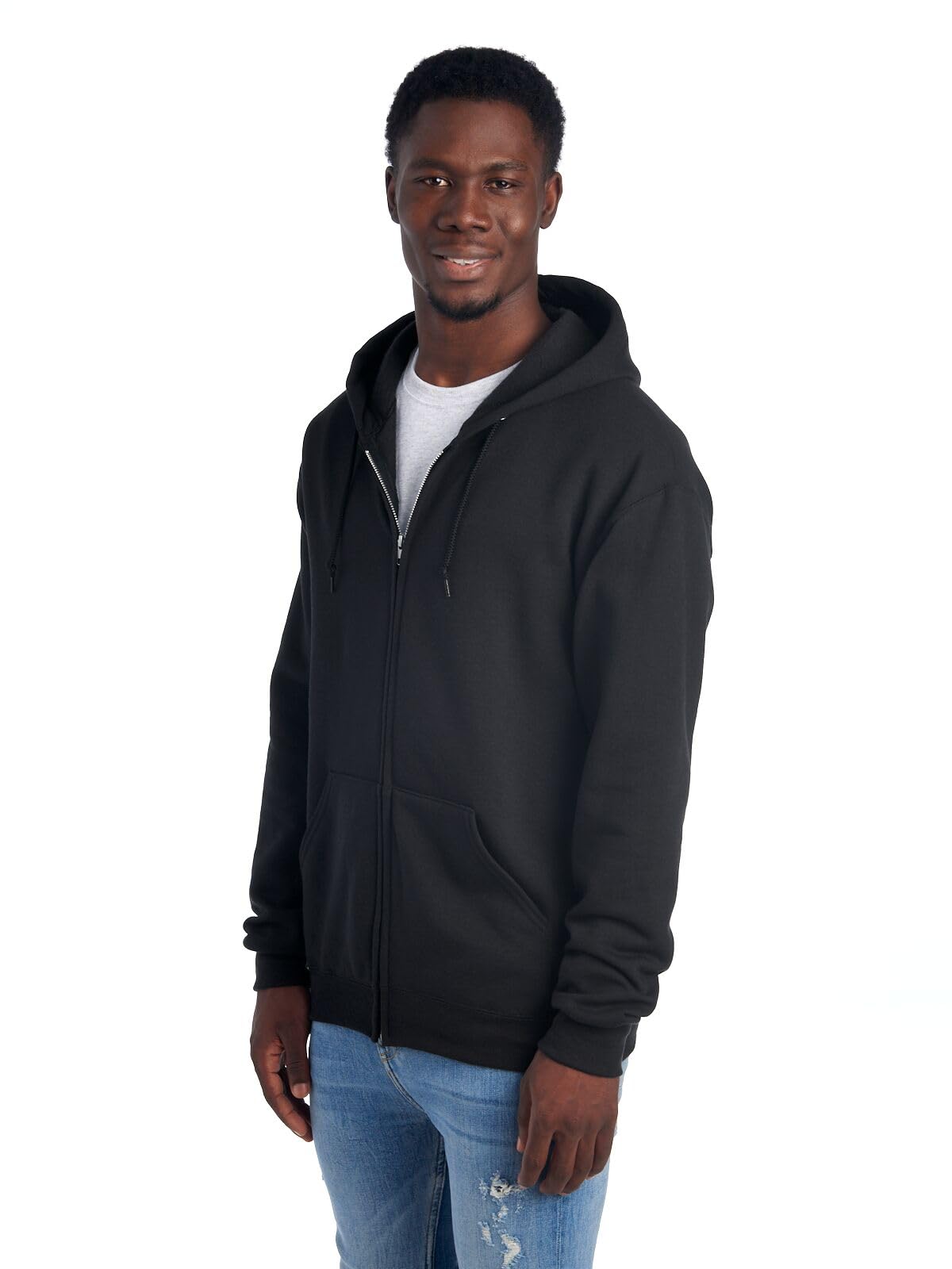 Jerzees NuBlend® Full-⁠Zip Hooded Sweatshirt, Black, Medium
