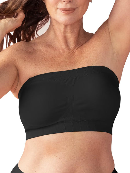 SHAPERMINT Convertible Strapless Bras for Women - Compression Wireless Bandeau Bra Top Black
