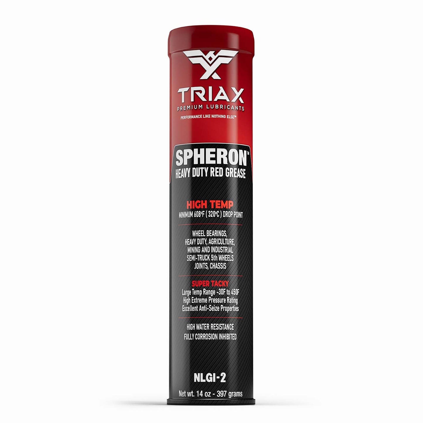 TRIAX Spheron Grease NLGI-2 Lithium Complex, High Temp, Super Heavy Duty | Ultra Tacky, EP, Waterproof | for 5th Wheel, Joints, Pivots, Wheel Bearings, and Chassis (14 Oz Tube) TRIAX