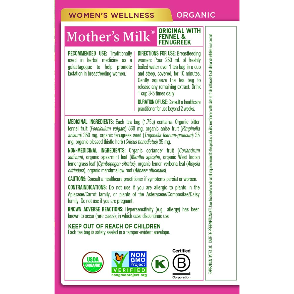 Traditional Medicinals Organic Mother's Milk Lactation Tea - 6 Pack (96 Tea Bags)