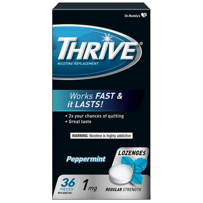 Thrive Nicotine Replacement Lozenges, 1mg Regular Strength, Peppermint, 36 Count 🍁 All In One Marketplace Canada