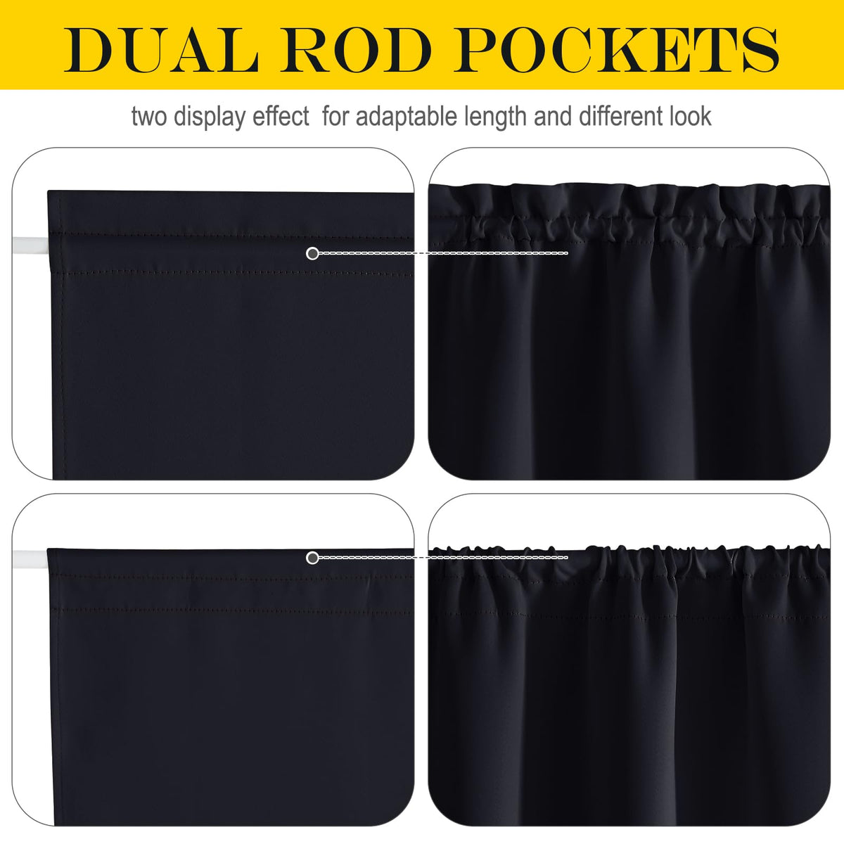 Rideaux occultants pour porte-fenêtre NICETOWN, rideaux d'Halloween pour obscurcir la pièce pour porte-fenêtre/porte vitrée, rideaux de porte fonctionnels à isolation thermique avec passe-tringle, 54 x 80 pouces, noir, 1 pièce