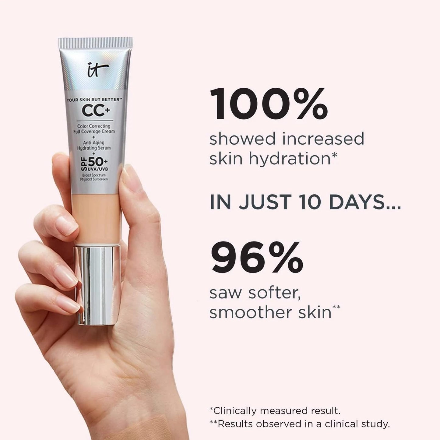 IT Cosmetics Your Skin But Better CC+ Cream, Fair Beige - Color Correcting Cream, Full-Coverage Foundation, Anti-Aging Serum & SPF 50+ Sunscreen - Natural Finish - 1.08 fl oz IT Cosmetics