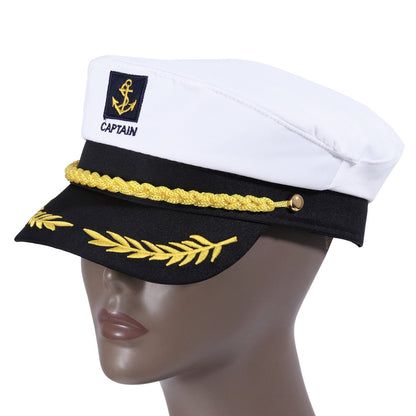 Yacht Captain Hat White Sailor Hat for Women Men Yacht Boat Captain Cap Halloween Costume Party Masquerade Cosplay Accessory