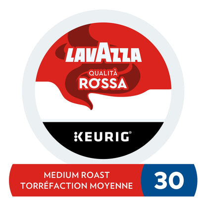 Lavazza Qualità Rossa Medium Roast K-Cup Coffee Pods, 30 Count For Keurig Coffee Makers