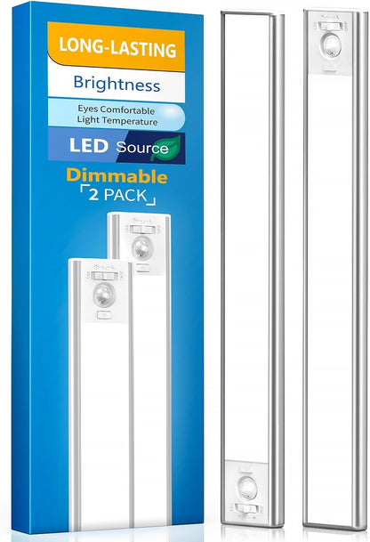 Under Cabinet Lighting, LED Motion Sensor Light Indoor, 2200mAh USB Rechargeable Closet Lights Battery Operated, Stick On Magnetic Wireless Dimmable Under Counter Lights for Kitchen, Stairs (2 Pack) - Available at All In One Marketplace Canada