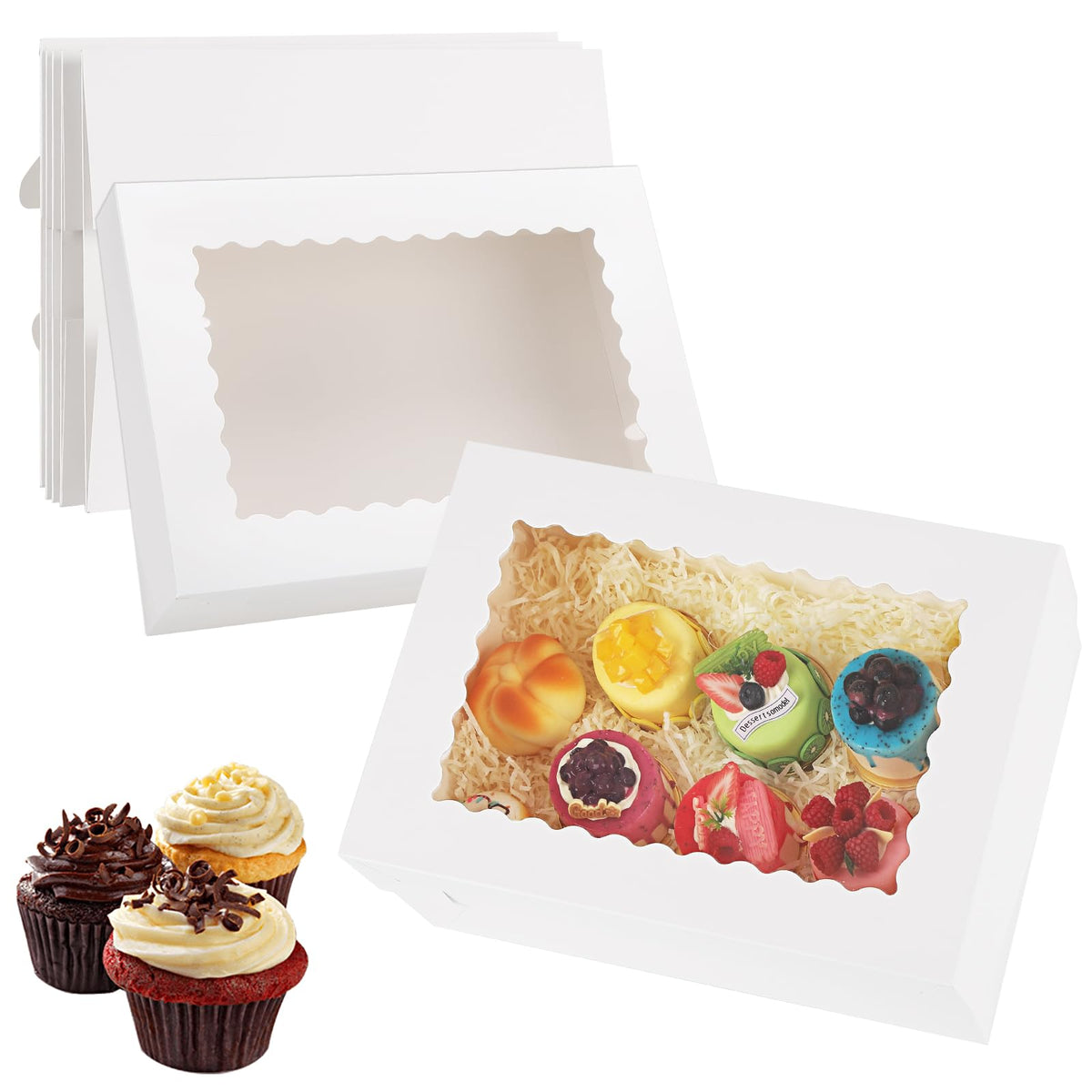 Anscher 12 Sets 14x10x4 Inch White Bakery Boxes with Window, Large Half Sheet Cake Boxes Cookie Boxes Treat Boxes for Pastry Baking Cake Donuts Cupcake Pie Packaging 🍁 All In One Marketplace Canada