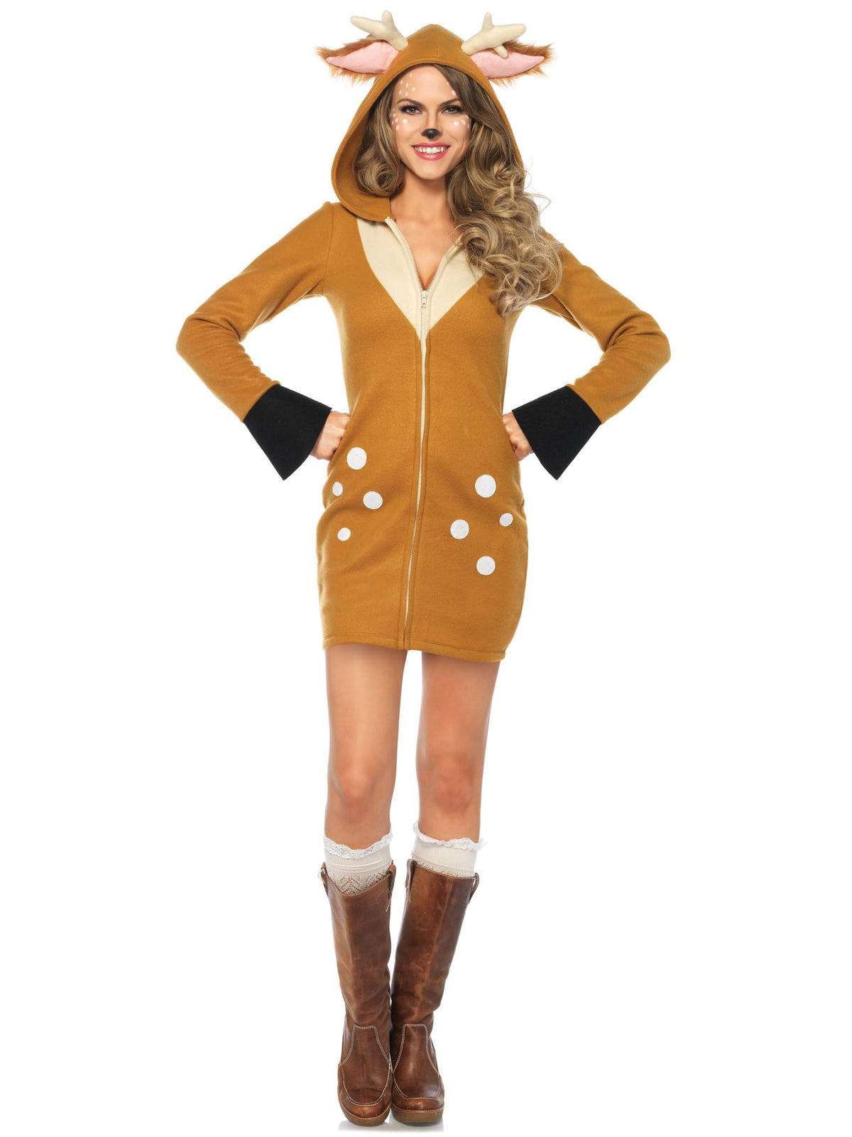 Leg Avenue Women's Hooded Cozy Fawn Halloween Costume, Brown/Khaki, 3X / 4X