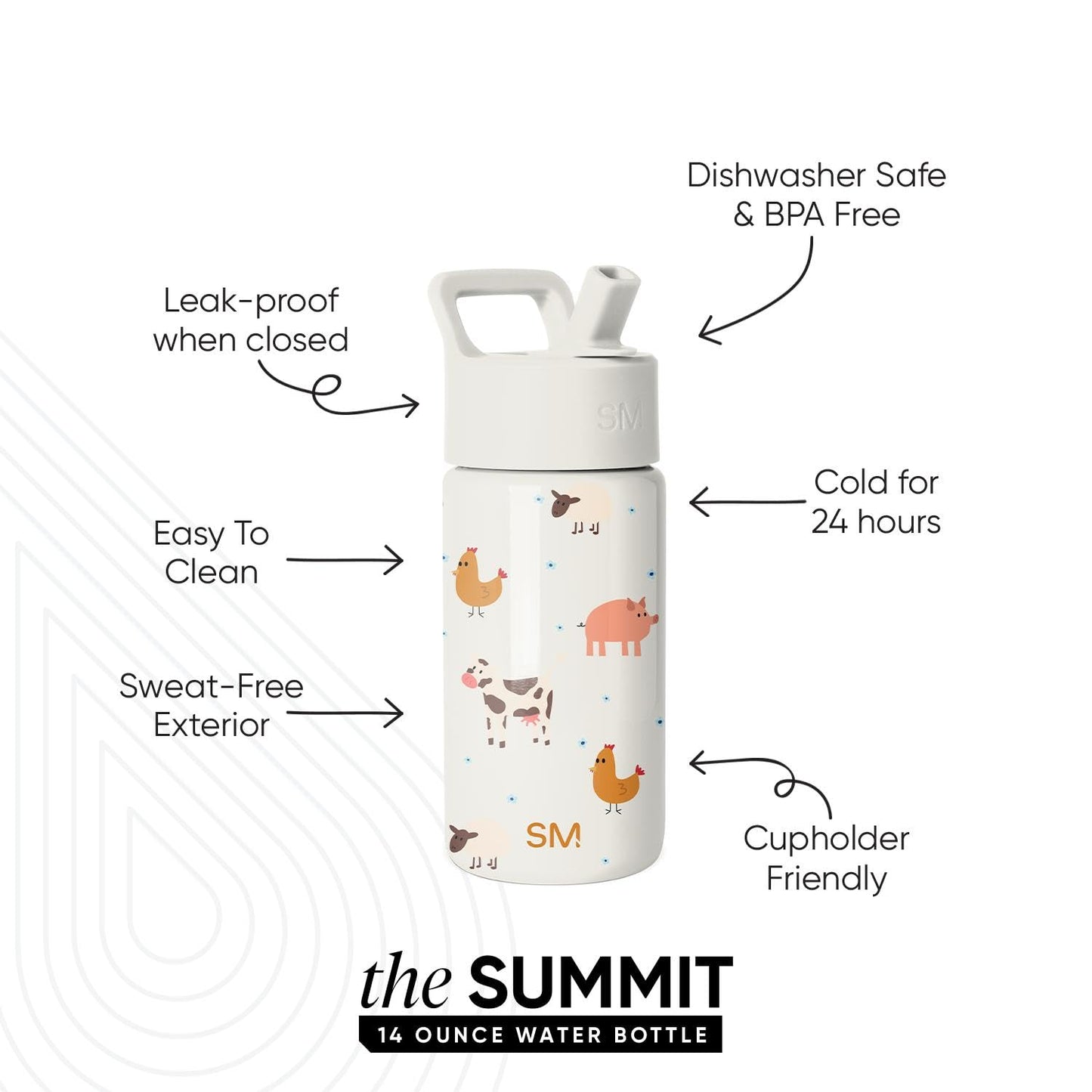 Simple Modern Kids Water Bottle & Toddler Cup | 14oz | Farm Animals 🍁 All In One Marketplace Canada