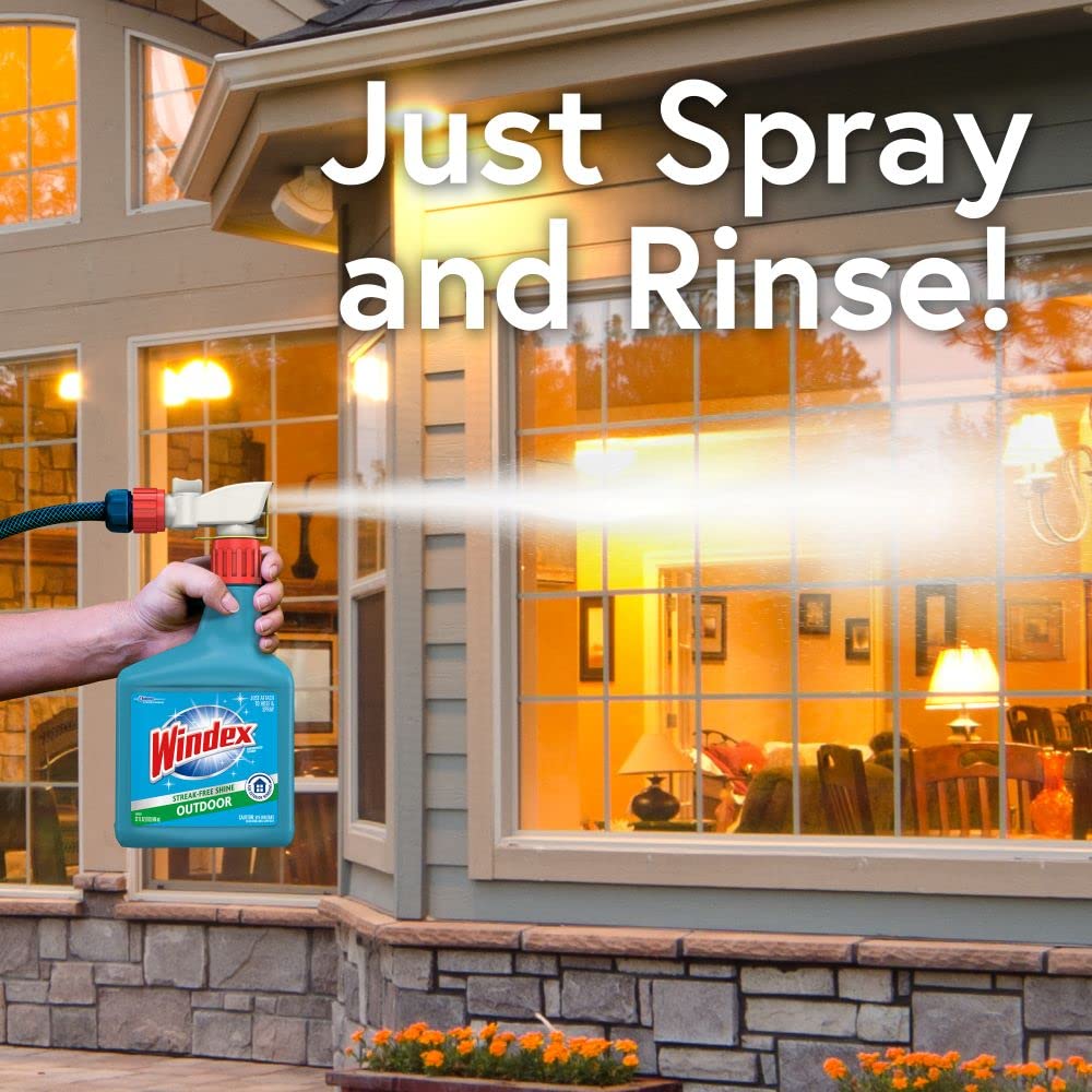 Windex Outdoor Window, Glass, and Patio Cleaner Refill, Streak-Free, Removes Dirt and Grime, Surface Cleaning Shine Spray, 3.8mL Windex