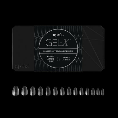 APRÉS Gel-X® Almond Box of Nail Tips | 280 Soft Gel Nail Tips, 14 Sizes 00-9 | Half-sizes Included (Natural Almond Short, 280 Count)