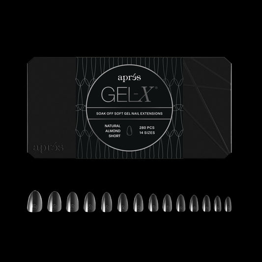 APRÉS Gel-X® Almond Box of Nail Tips | 280 Soft Gel Nail Tips, 14 Sizes 00-9 | Half-sizes Included (Natural Almond Short, 280 Count)