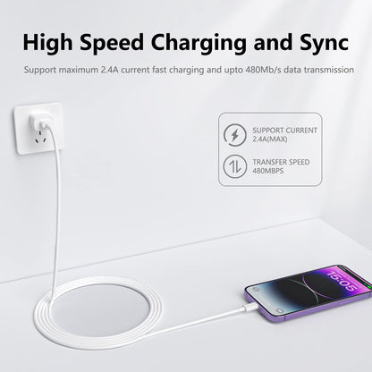 iPhone Lightning Cable [Apple MFi Certified], 4Pack iPhone Charger Cable 6FT, USB to Lightning Cable, Apple 2.4A Fast Charging Cord for iPhone 14/13/12/11 Pro/11/XR/8/7/6s Plus, iPad Pro/Air/Mini - Available at All In One Marketplace Canada