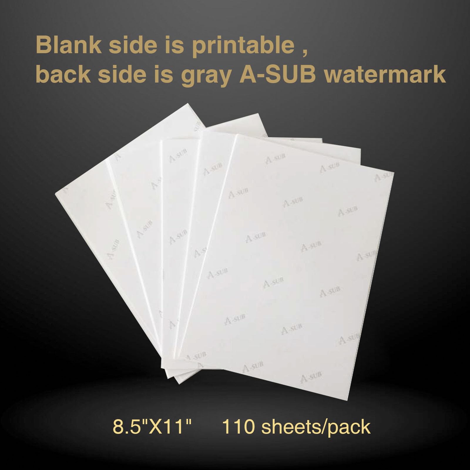 A-SUB Sublimation Paper 8.5x11 Inch 110 Sheets ONLY Compatible with Sublimation Printer and Sublimation Ink 125g - Available at All In One Marketplace Canada