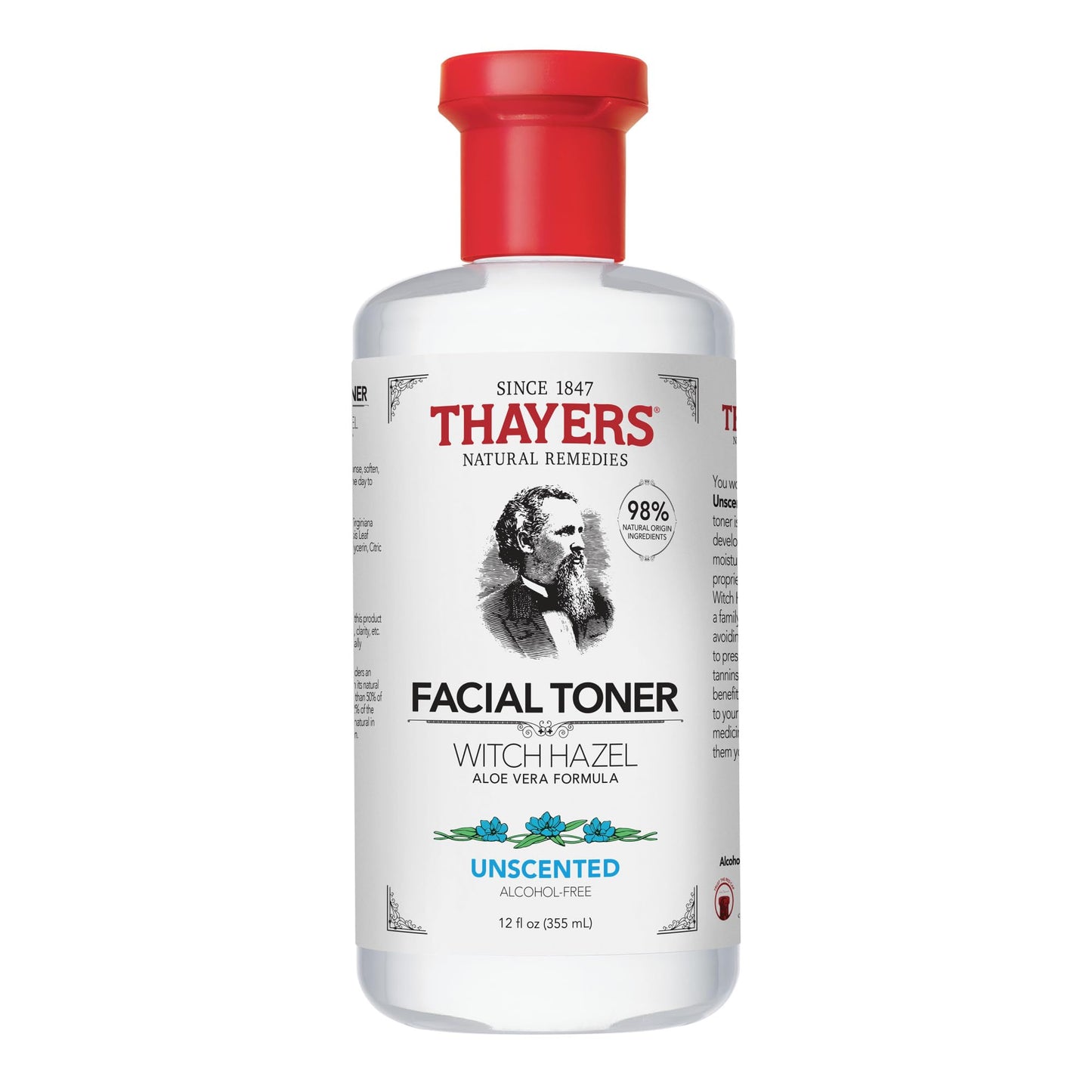 Thayers Witch Hazel Face Toner, Unscented, With Aloe Vera And Glycerin, Glass Skin, Reduces Pores, Smoothes Texture, 8 Hour Hydration, Suitable For Sensitive Skin Types, 355ml