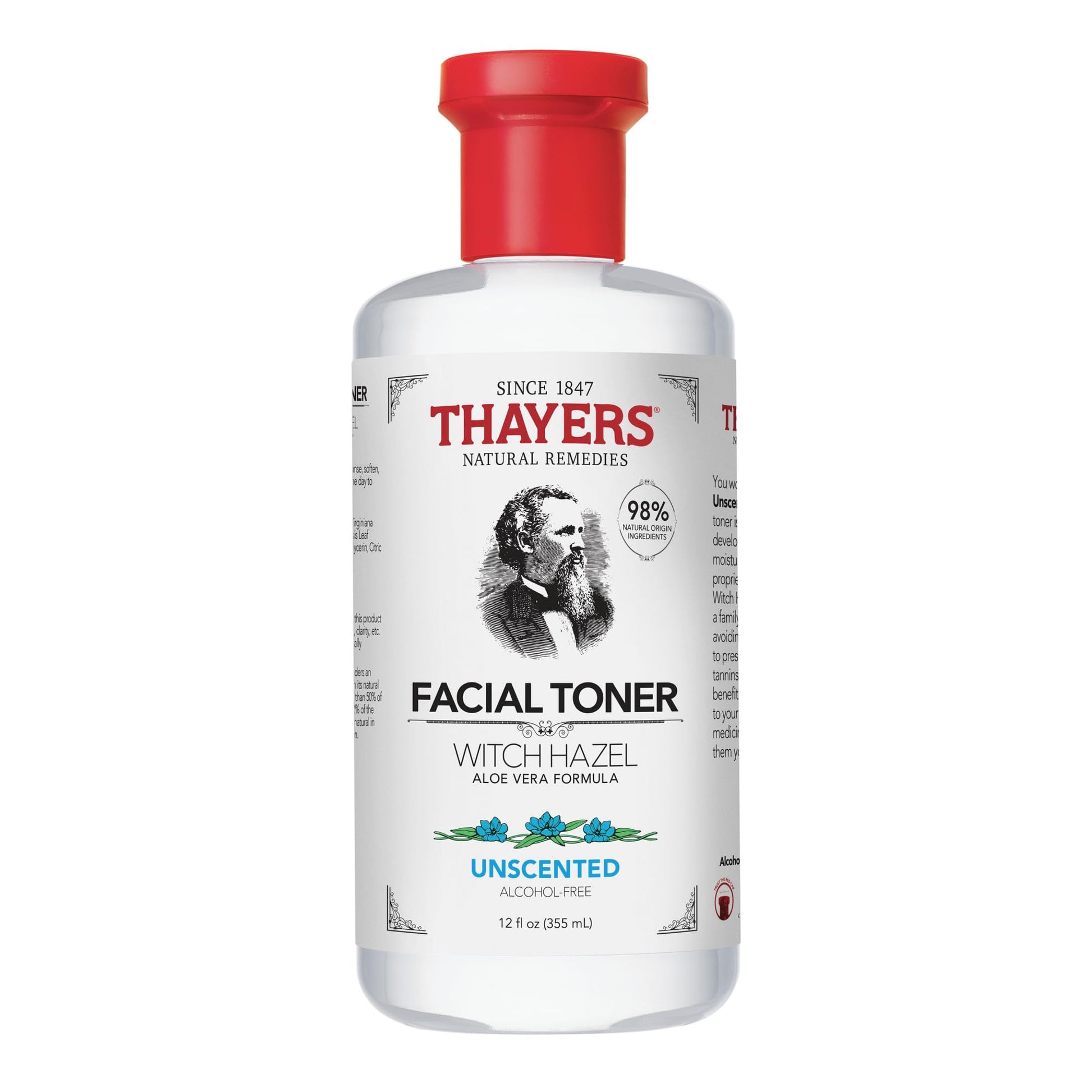 Thayers Witch Hazel Face Toner, Unscented, With Aloe Vera And Glycerin, Glass Skin, Reduces Pores, Smoothes Texture, 8 Hour Hydration, Suitable For Sensitive Skin Types, 355ml