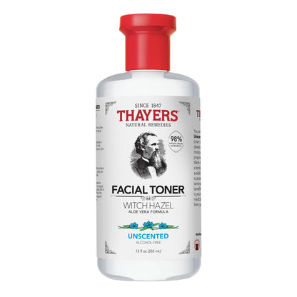 Thayers Witch Hazel Face Toner, Unscented, With Aloe Vera And Glycerin, Glass Skin, Reduces Pores, Smoothes Texture, 8 Hour Hydration, Suitable For Sensitive Skin Types, 355ml