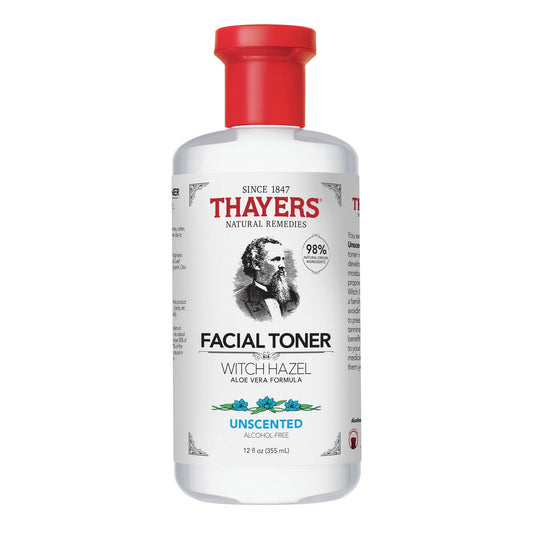 Thayers Witch Hazel Face Toner, Unscented, With Aloe Vera And Glycerin, Glass Skin, Reduces Pores, Smoothes Texture, 8 Hour Hydration, Suitable For Sensitive Skin Types, 355ml