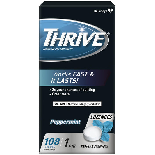 Thrive Nicotine Replacement Lozenges, 1mg Regular Strength, Peppermint, 108 Count