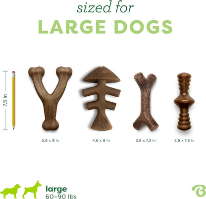 Benebone Large 4-Pack Dog Toys for Aggressive Chewers – Under 90 lbs