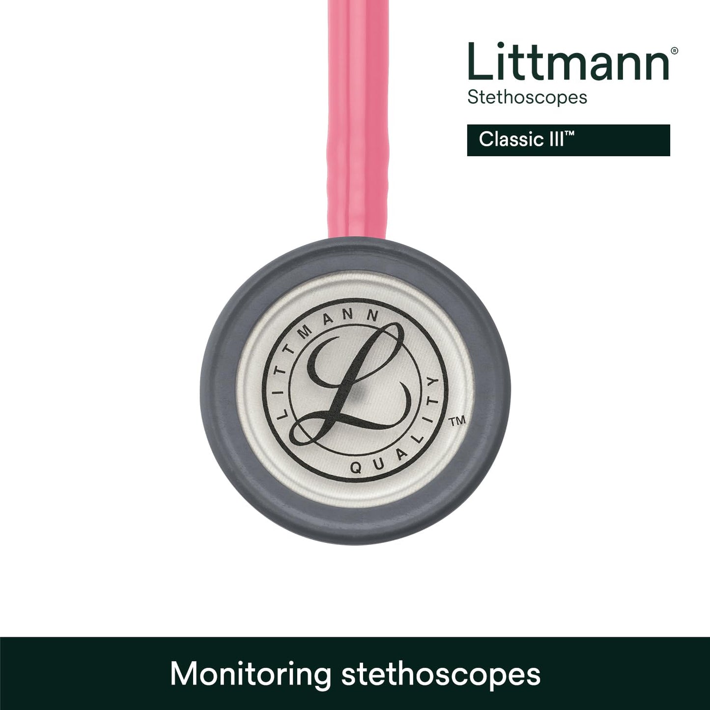 3M Littmann Classic III Monitoring Stethoscope, 5633, More Than 2X as Loud*, Weighs Less**, Stainless Steel Chestpiece, 69 cm (27") Pearl Pink Tube