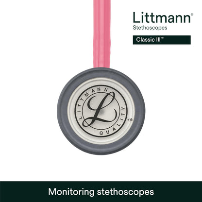 3M Littmann Classic III Monitoring Stethoscope, 5633, More Than 2X as Loud*, Weighs Less**, Stainless Steel Chestpiece, 69 cm (27") Pearl Pink Tube