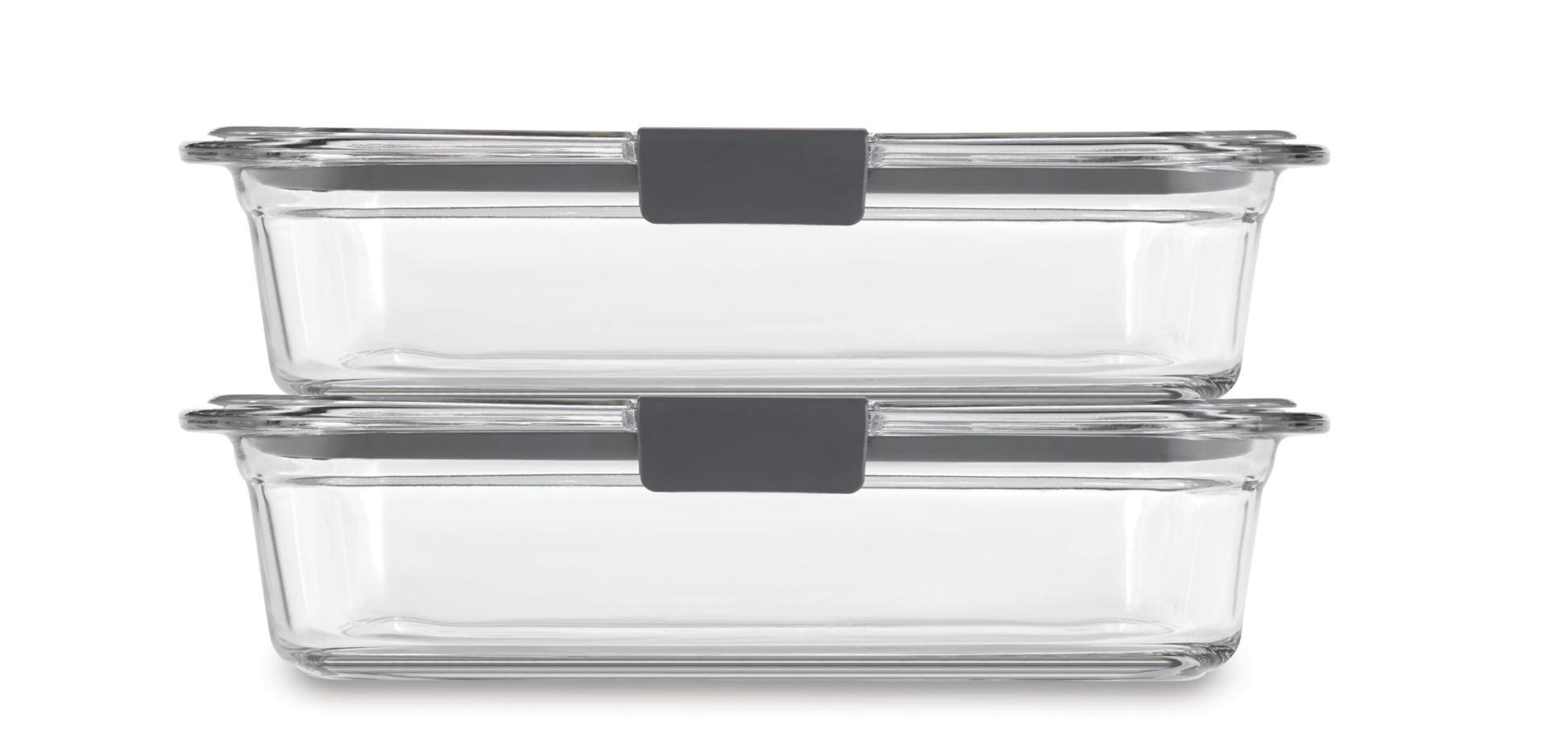 Rubbermaid 2118315 Brilliance Glass Storage 8-Cup Food Containers with Lids, 2-Pack (4 Pieces Total), BPA Free and Leak Proof, Large, Clear Rubbermaid