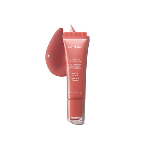 LANEIGE Glaze Craze Tinted Lip Serum, Maple Glaze: Hydrating Lip Serum for Glossy, Nourished Lips with Plumping Polypeptides