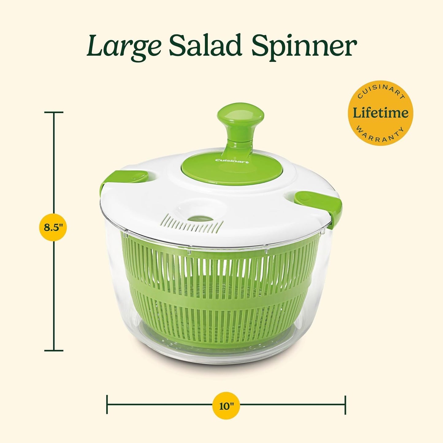 Cuisinart Salad Spinner with Easy-to-Spin Knob, 5-Qt Capacity (CTG-00-SASC)