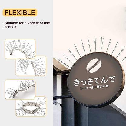 OFFO Bird Spikes with Stainless Steel Base, Durable Bird Repellent Spikes Arrow Pigeon Spikes Fence Kit for Deterring Small Bird, Crows and Woodpeckers, Covers 3.4 Feet(1.04m)