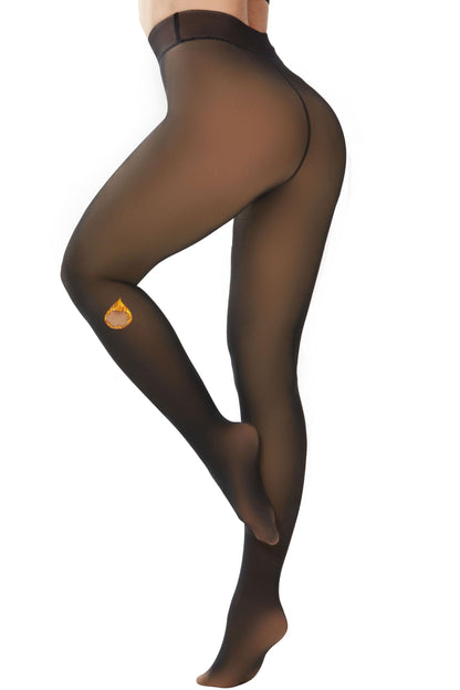 DUCMODA Womens Fleece Lined Tights Fake Translucent Warm Leggings-Black L 🍁 All In One Marketplace Canada