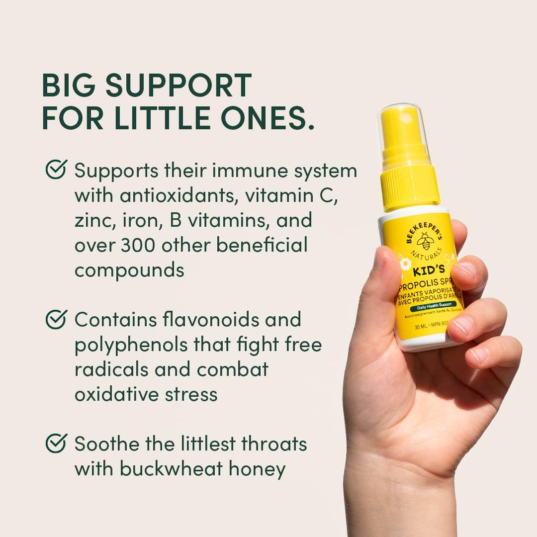 BEEKEEPER'S NATURALS Propolis Throat Spray for Kids - 95% Bee Propolis Extract - Natural Immune Support & Sore Throat Relief - Has Antioxidants & Gluten-Free, 1.06 oz (Pack of 2) (Kids Propolis, 2 Pack)