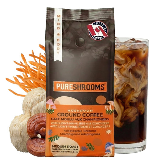 PureShrooms Mushroom Ground Coffee – Medium Roast Arabica with Lion's Mane, Reishi & Cordyceps – 340g