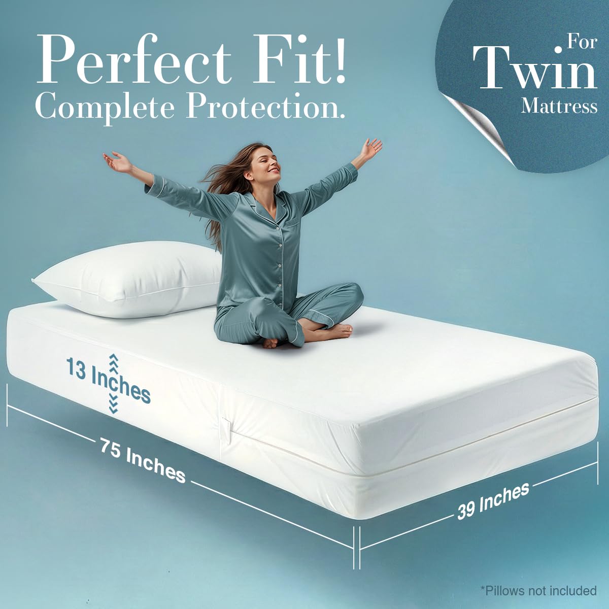 Utopia Bedding Zippered Mattress Encasement Twin - 100% Waterproof and Bed Bug Proof Mattress Protector - Absorbent, Six-Sided Mattress Cover