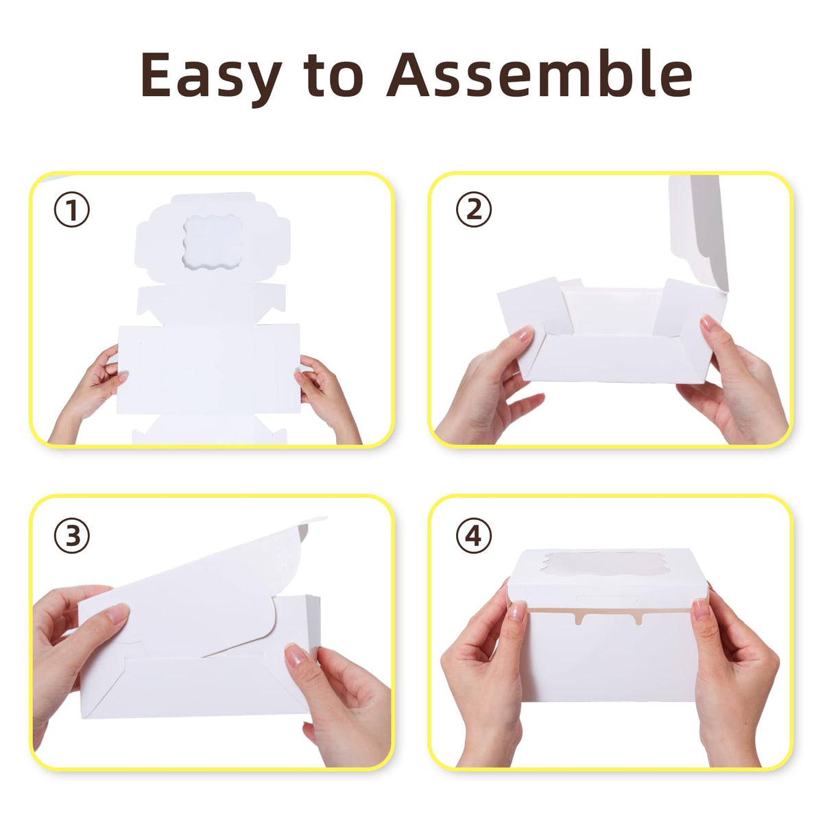 50 Pcs White Bakery Boxes with Window, 6x6x3 inches Cookie Boxes with Stickers Macaroon Boxes Small Treat Boxes Mini Cake Boxes for Dessert, Pastry, Sturdy Take Out Container for Party Wedding Favor 🍁 All In One Marketplace Canada