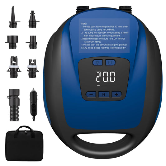 Paddle Board Pump, SUP Electric Air Pump, Portable 20 PSI Air Compressor, Auto-Off Inflation & Deflation Function with 12V DC Car Cigarette Lighter for Paddle Board,Inflatable Sups, Kayaks and Boats