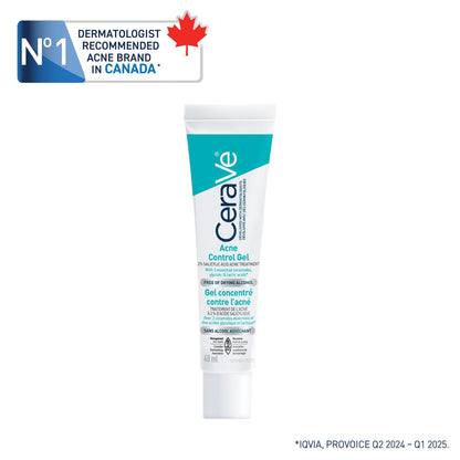 CeraVe Acne Control Gel For Face, Pimple & Pores, With Salicylic Acid, 3 Essential Ceramides, Niacinamides. Developed with Dermatologists, Non-Comedogenic, Oil-Free, Fragrance-Free, 40ml - Available at All In One Marketplace Canada