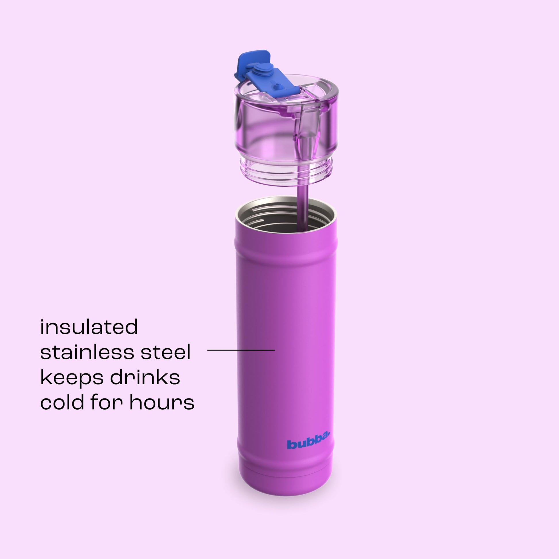 Bubba 24 oz Dualsip Water Bottle with Straw & 2-Way Lid | Leakproof Metal Tumbler | Insulated Stainless Steel | Reusable | Lightweight | Dishwasher Safe | Lead & BPA-Free | Moodbooster bubba