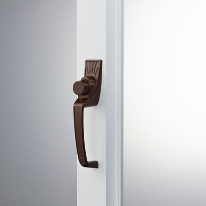 Ideal Security Model 910 Classic Push Button Handle with Latch for Storm Door and Screen Door, Brown Ideal Security