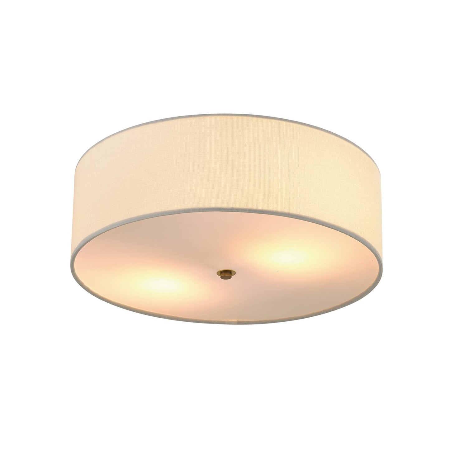 Globe Electric 60998 Kyle 2-Light Flush Mount Ceiling Light, Matte Brass, White Linen Shade Globe Electric