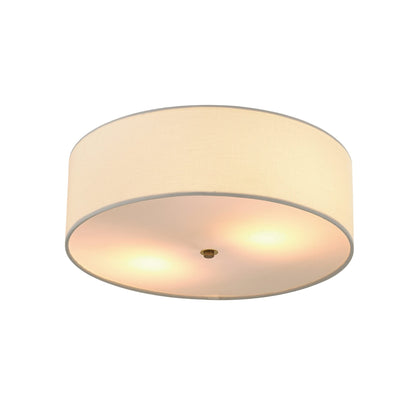 Globe Electric 60998 Kyle 2-Light Flush Mount Ceiling Light, Matte Brass, White Linen Shade Globe Electric