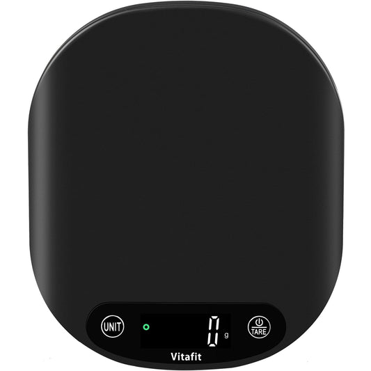 Vitafit 33lb Food Scale, High Accuracy 0.1oz by Our Professional Scale Factory Since 2001, Food Scale Digital Kitchen for Cooking Baking Coffee, LED Display, 3xAAA Battery, Black